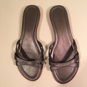 Unisa metallic green slip ons shoes